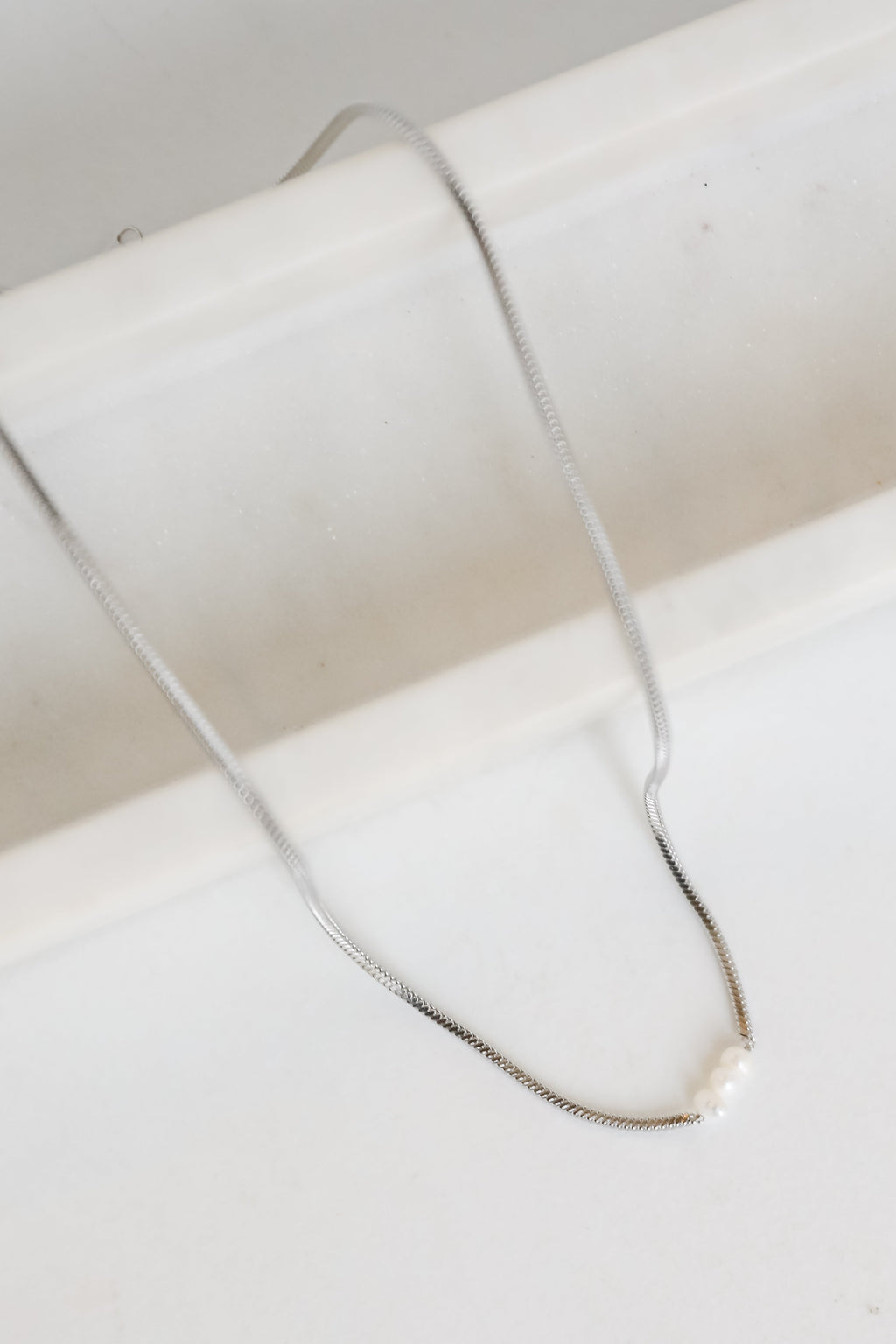 FINAL SALE - Ellie Silver Pearl Charm Necklace