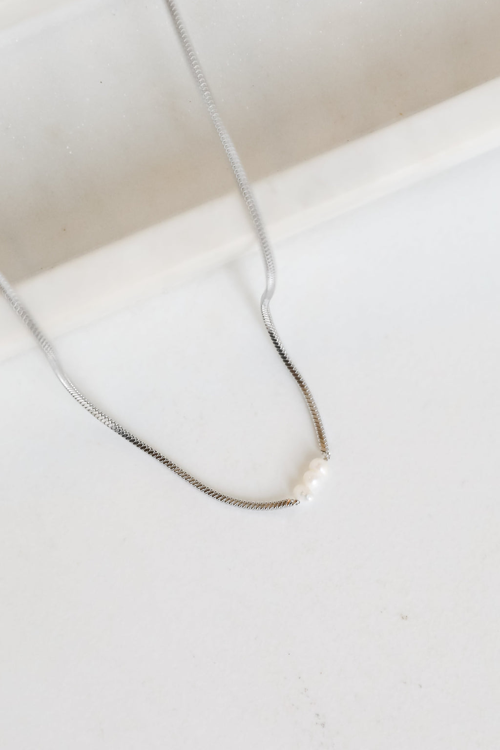 FINAL SALE - Ellie Silver Pearl Charm Necklace