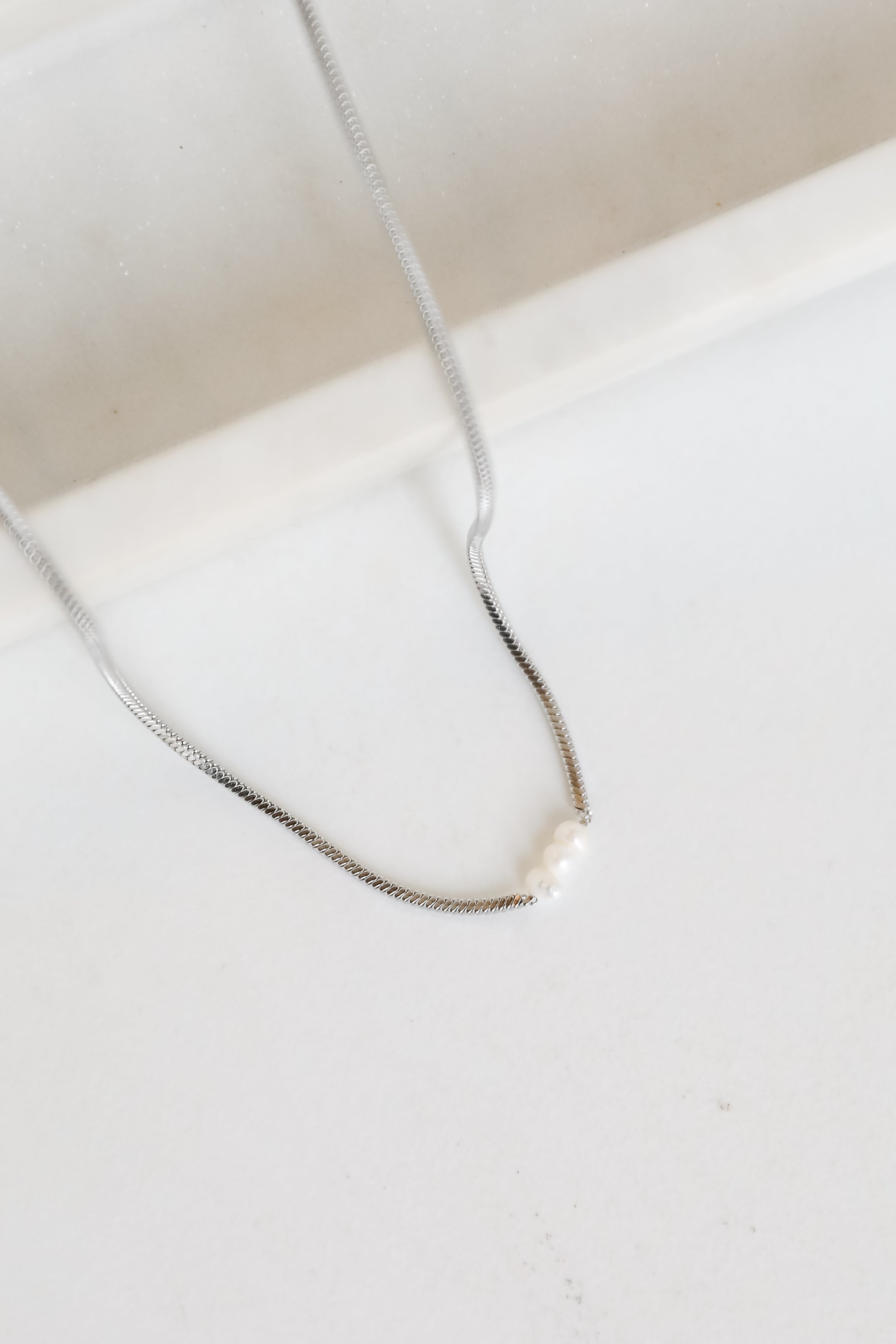 FINAL SALE - Ellie Silver Pearl Charm Necklace