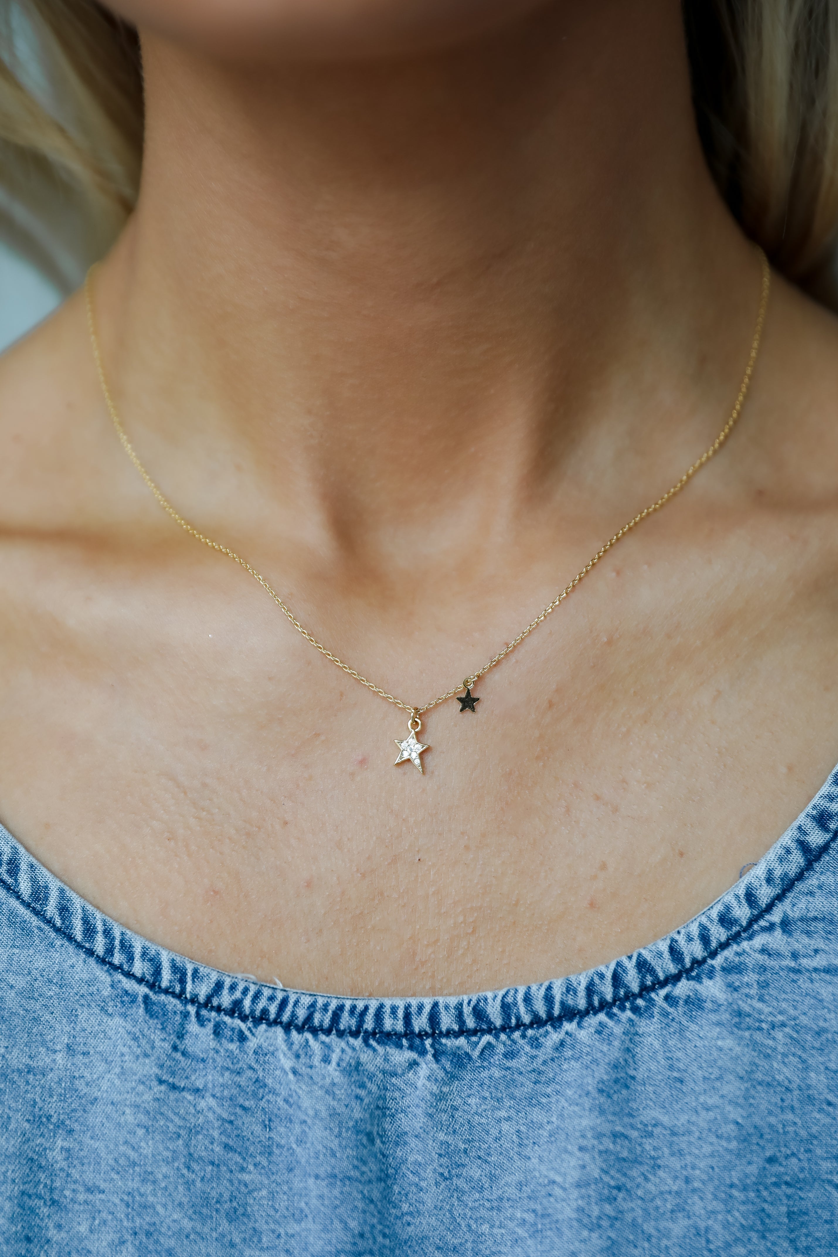 FINAL SALE - Aria Gold Rhinestone Star Charm Necklace