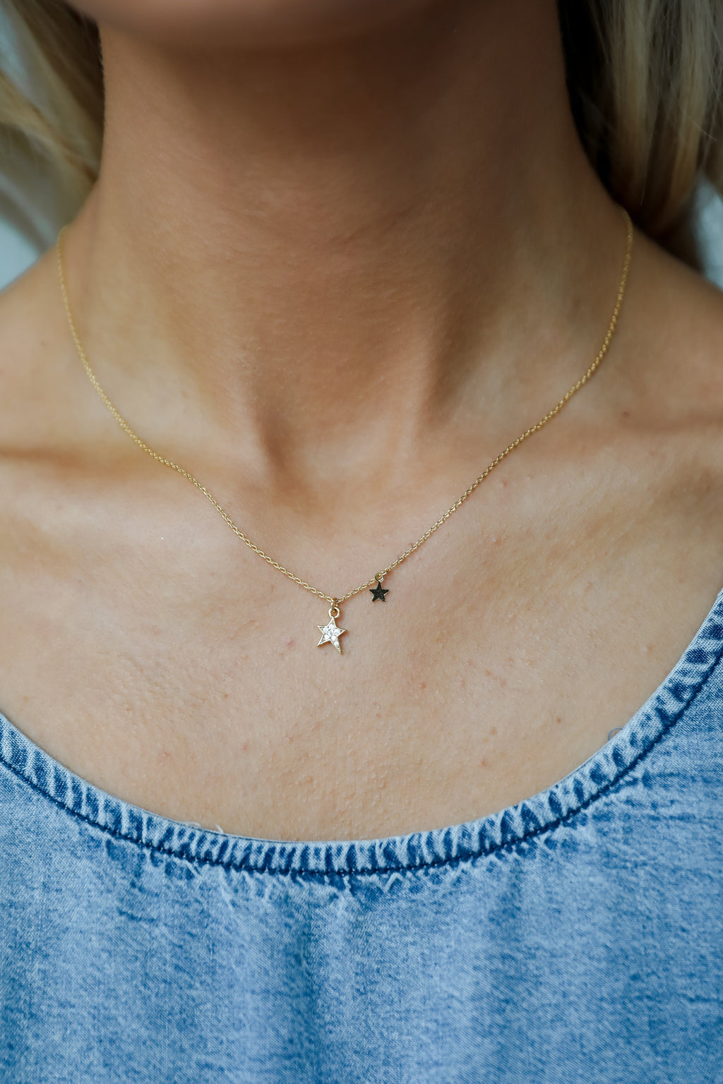 FINAL SALE - Aria Gold Rhinestone Star Charm Necklace